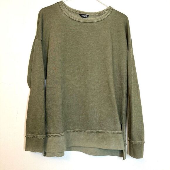 Buffalo David Bitton Long Sleeve Crew Neck Pullover Hombre Olive Green Sweatshir - Picture 1 of 5